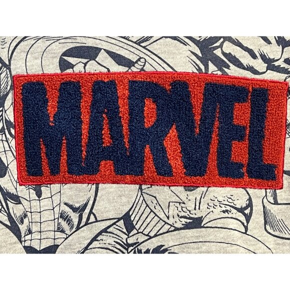 Marvel Comics Themed  Sweatshirt Hoodie Youth Large Gray & Navy TV Super Hero - Picture 4 of 16